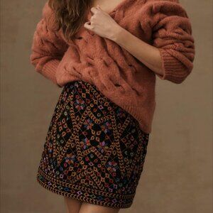 Farm Rio Embroidered Corduroy Mini Skirt | XL